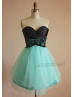 Turquoise Blue Strapless Tulle Lace Short Homecoming Dress